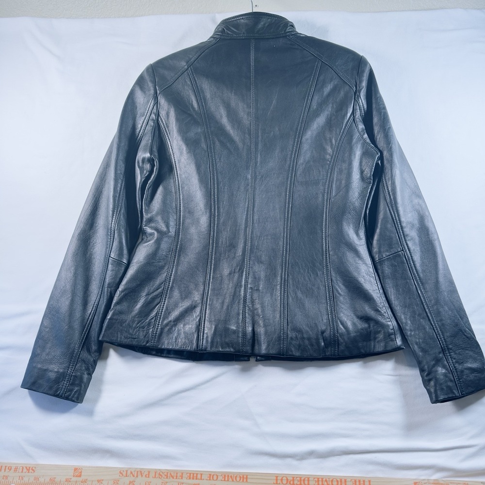 Avanti Leather Jacket Women Medium Black Fitted Zippered Soft  Moto Biker - Picture 16 of 16